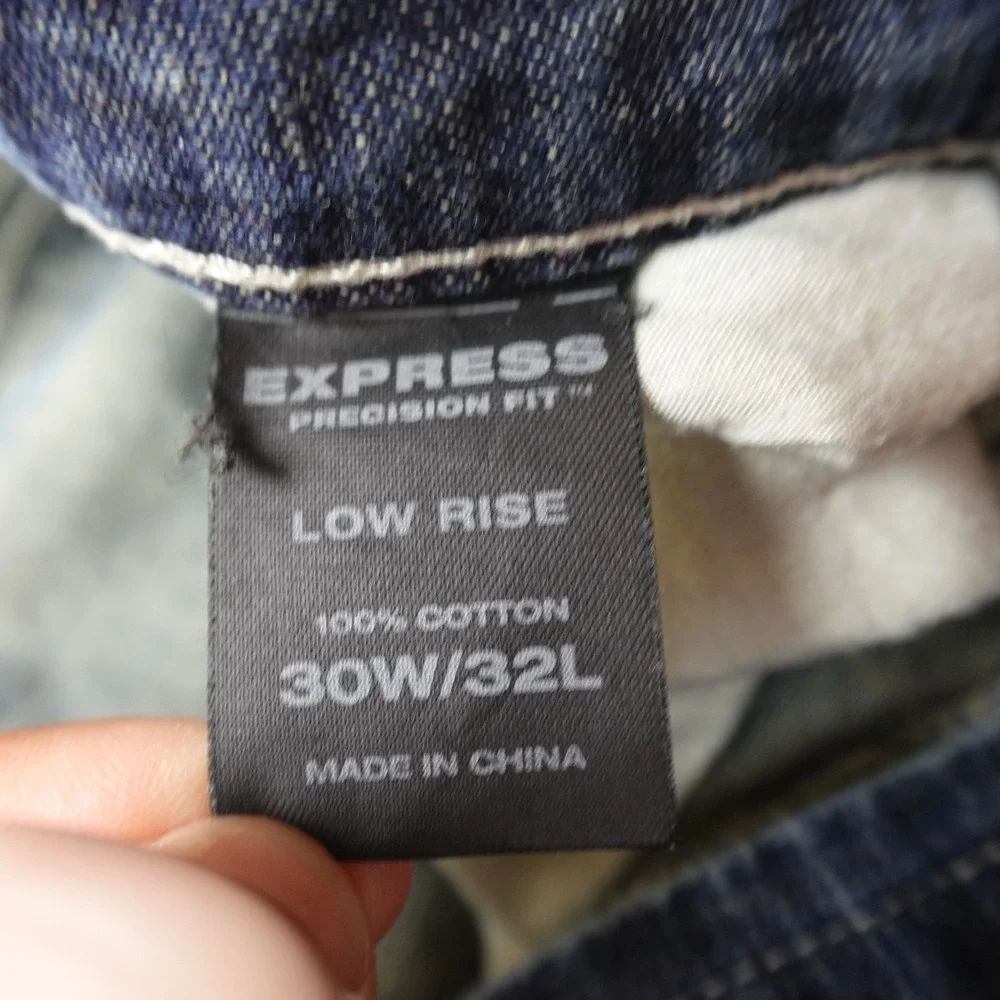 Express Jeans Mens 30X32 Dark Blue Denim Pants Patchwork Boot Button Fly Western